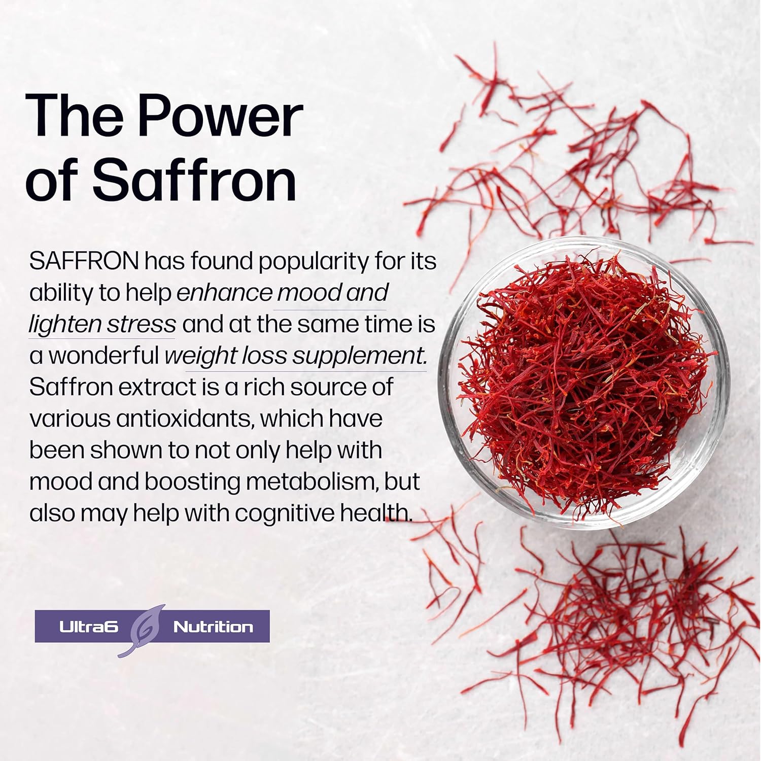 Natural Hunger Control: Saffron Extract Capsules for Weight Loss - Appetite Suppressant for Men & Women - Energy & Mood Boost - 90 Caps - USA Made
