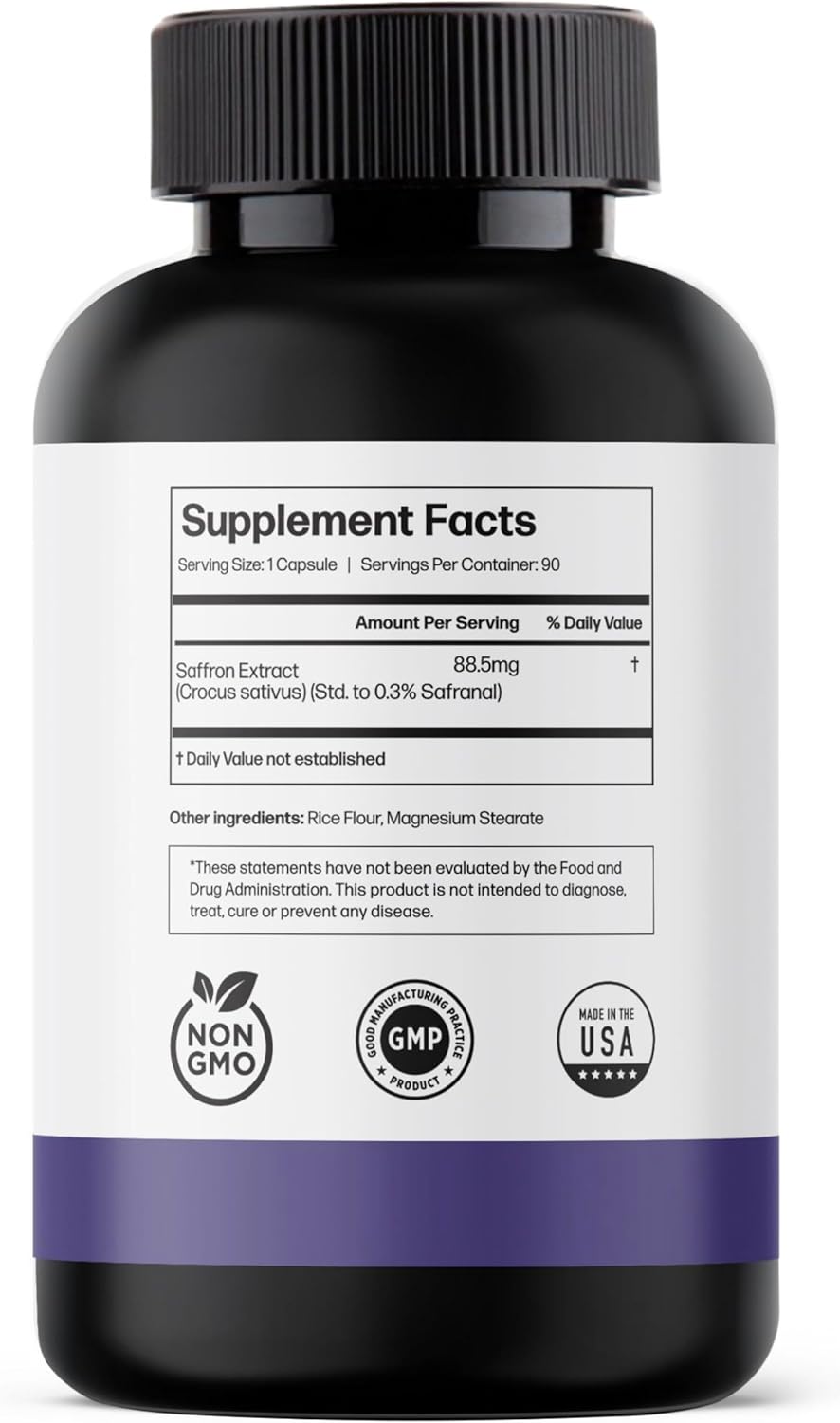 Natural Hunger Control: Saffron Extract Capsules for Weight Loss - Appetite Suppressant for Men & Women - Energy & Mood Boost - 90 Caps - USA Made