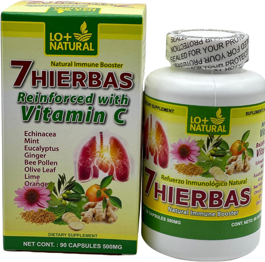 Natural Immune Booster Capsules with Echinacea and Vitamin C - 90 Capsules, 500 mg