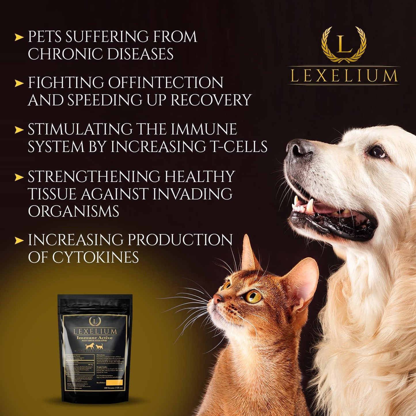 Natural Immunity Supplement Powder for Cats and Dogs - Supports Immune Health, Detoxification, and Protection from Infections - 200g