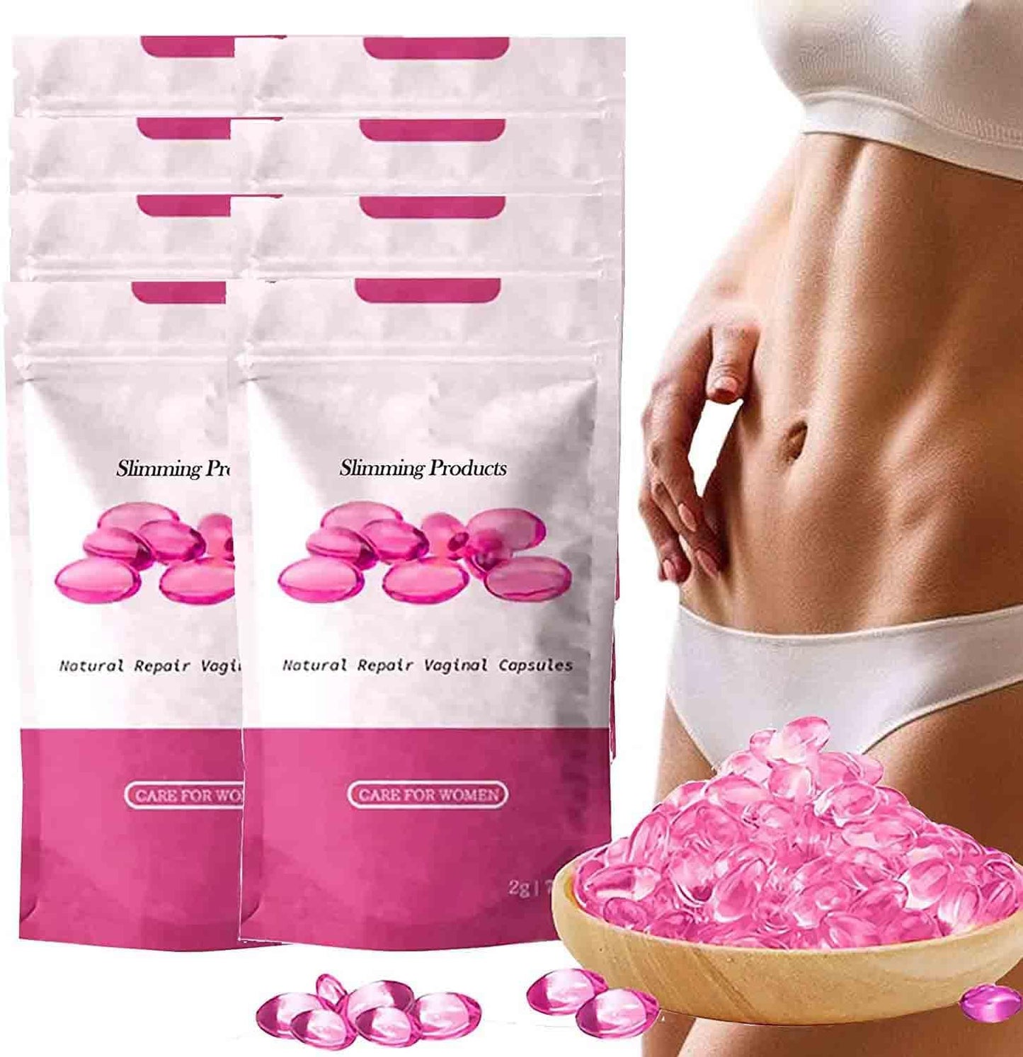 Natural Instant Anti-Itch Slimming Detox Products - Viginal Capsules & Gel (8 Bags)