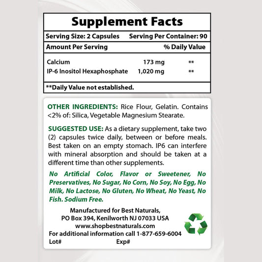 Natural IP-6 and Magnesium Oxide Combo Supplement - 510mg IP-6 & 500mg Magnesium Oxide