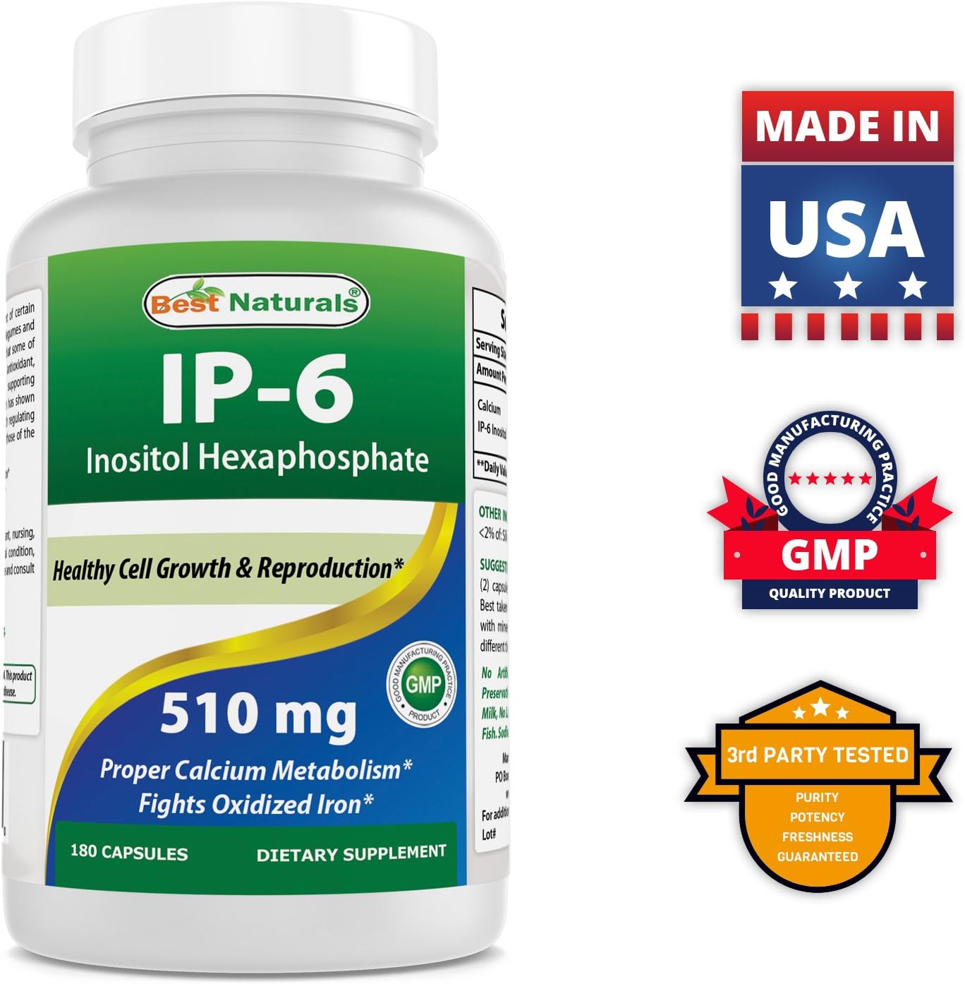 Natural IP-6 and Magnesium Oxide Combo Supplement - 510mg IP-6 & 500mg Magnesium Oxide