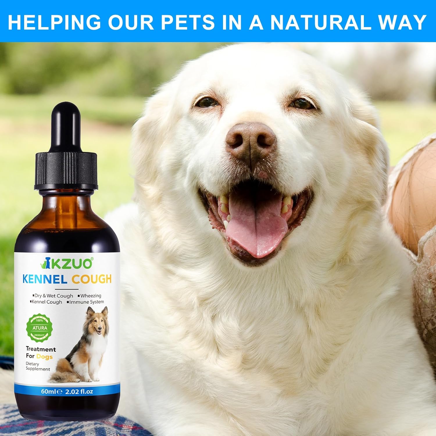 Natural Kennel Cough Drops for Dogs - Herbal Allergy Relief Supplement, 100% Natural Cough Treatment for All Breeds & Sizes