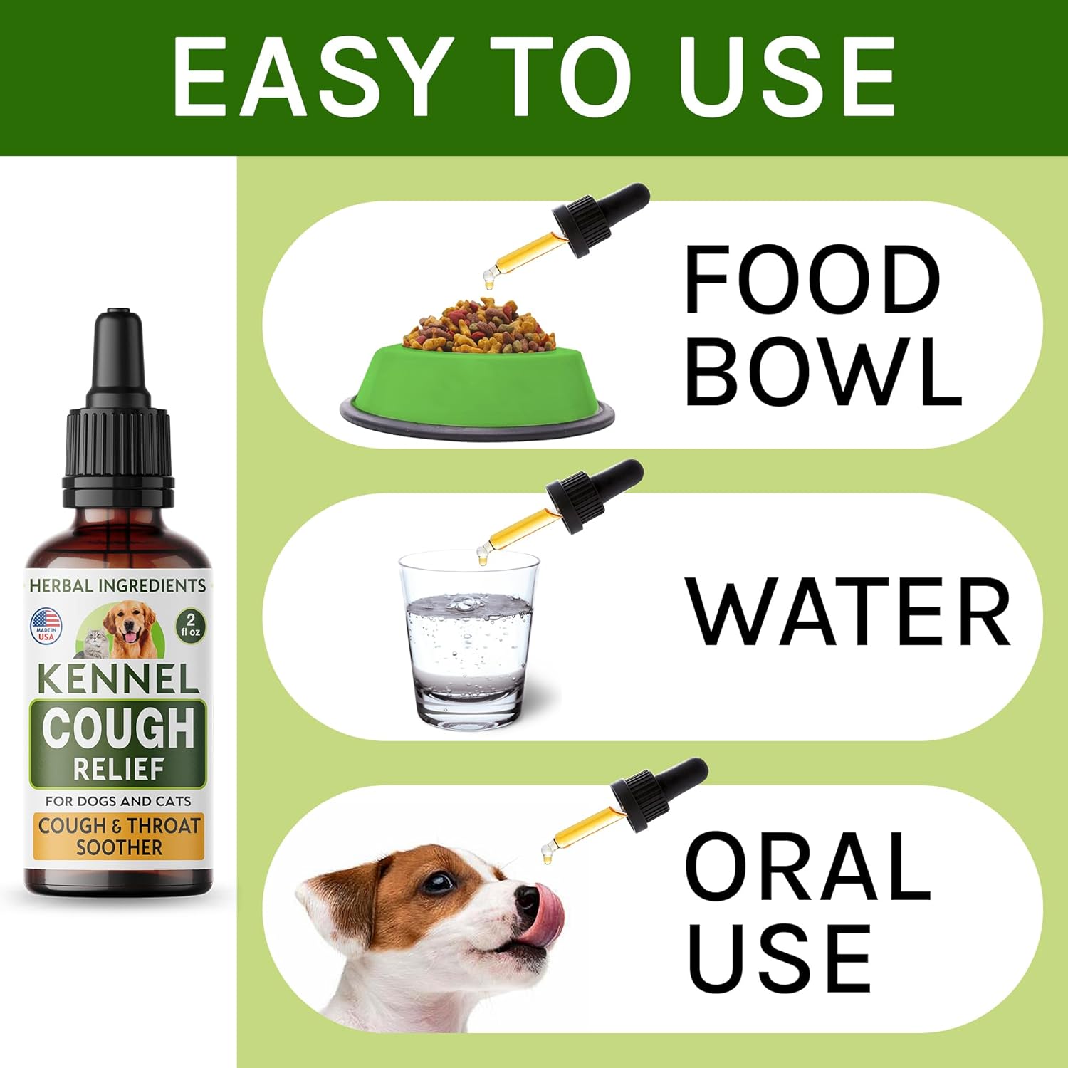 Natural Kennel Cough Drops for Dogs & Cats - Soothes Throat, Relieves Cough - US Made - 2oz