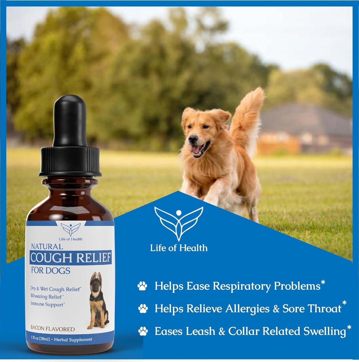 Natural Kennel Cough Treatment for Dogs - Supports Healthy Cough Relief - All Breeds & Sizes - Dog Cough Suppressant - Allergy & Itch Relief - 1 fl oz