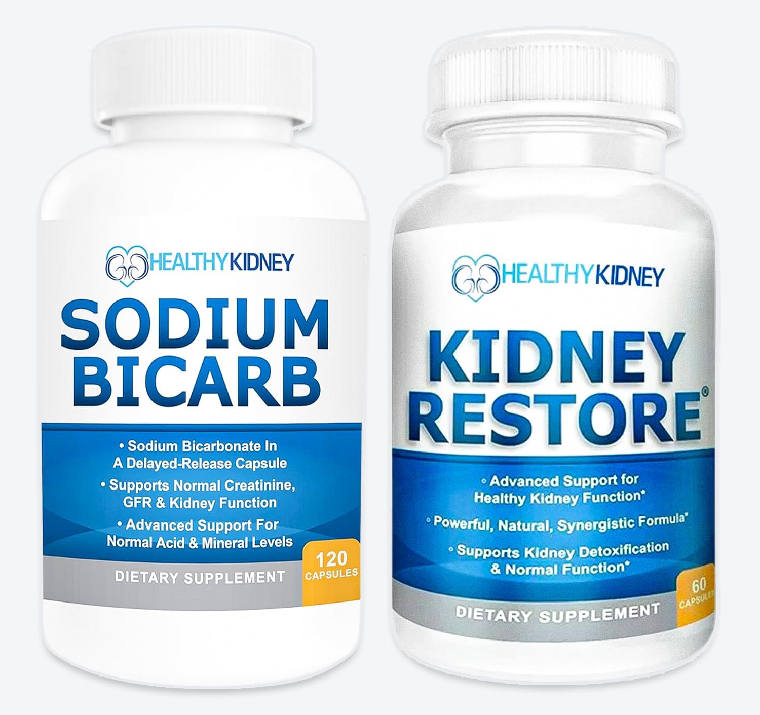 Natural Kidney Cleanse Supplement with Sodium Bicarbonate for Restoring Kidney Health - 2 Pack