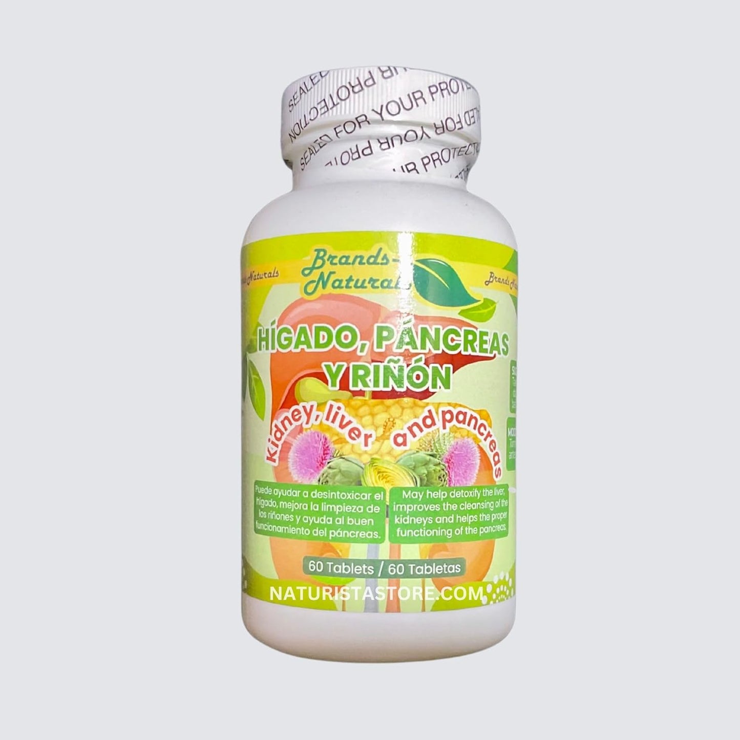 Natural Kidney, Liver, and Pancreas Support Tablets - 60 Count (Higado, Pancreas, y Rinones)