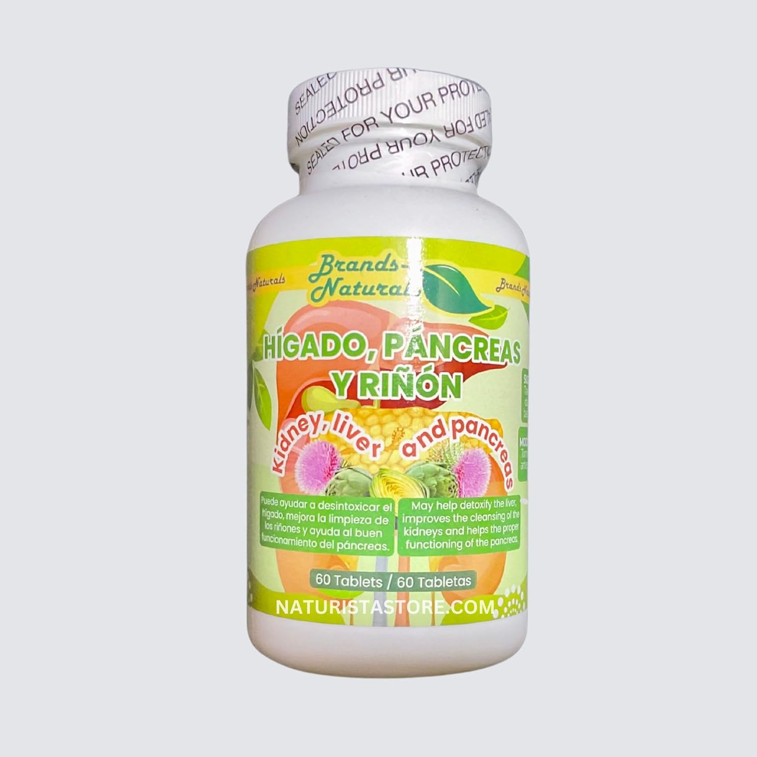 Natural Kidney, Liver, and Pancreas Support Tablets - 60 Count (Higado, Pancreas, y Rinones)