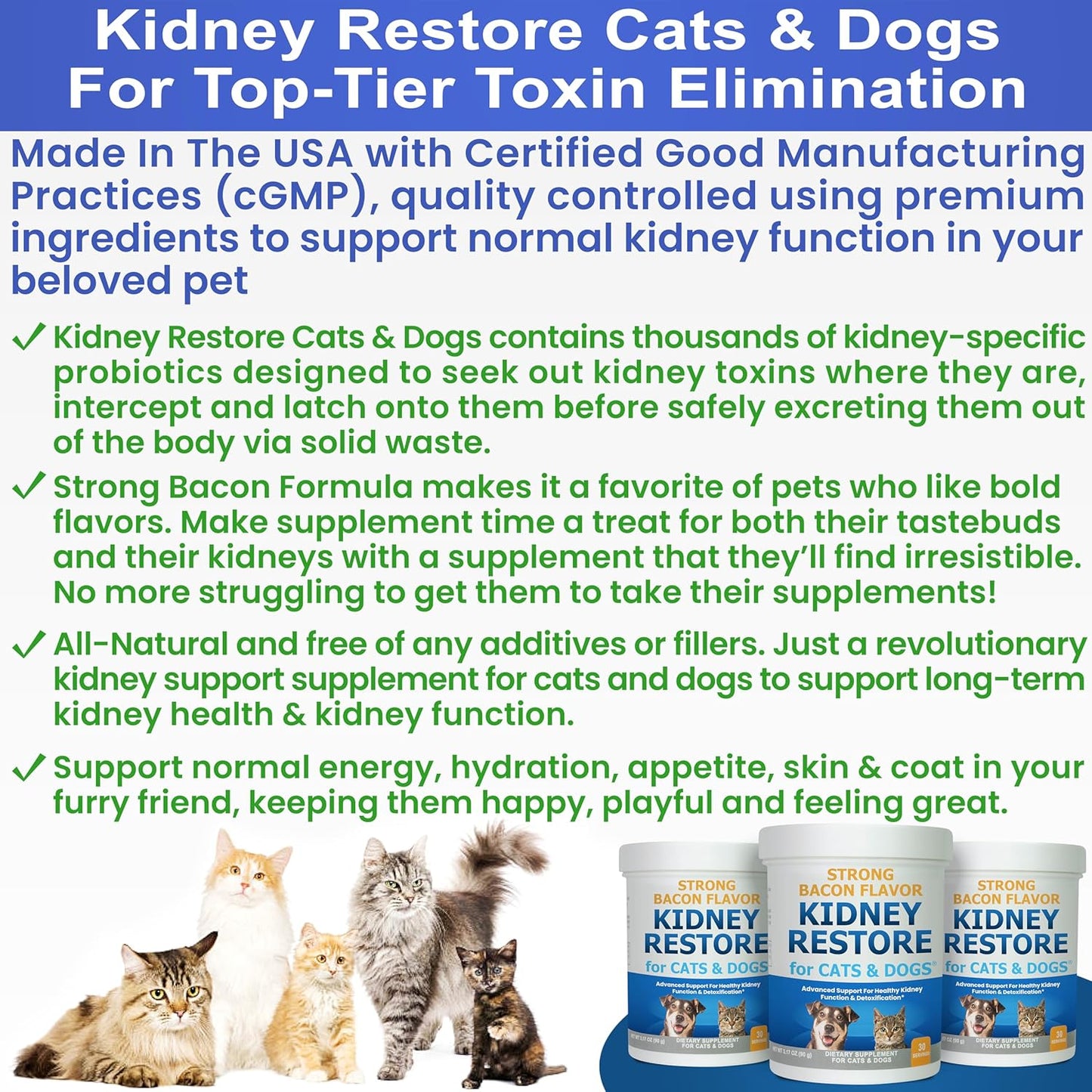 Natural Kidney Support Supplements for Cats and Dogs, Promotes Healthy Kidney Function and Urinary Tract, Essential Pet Health Formula