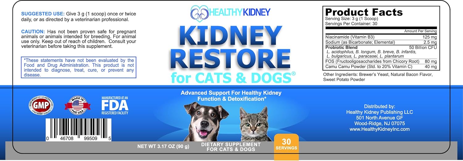 Natural Kidney Support Supplements for Cats and Dogs, Promotes Healthy Kidney Function and Urinary Tract, Essential Pet Health Formula