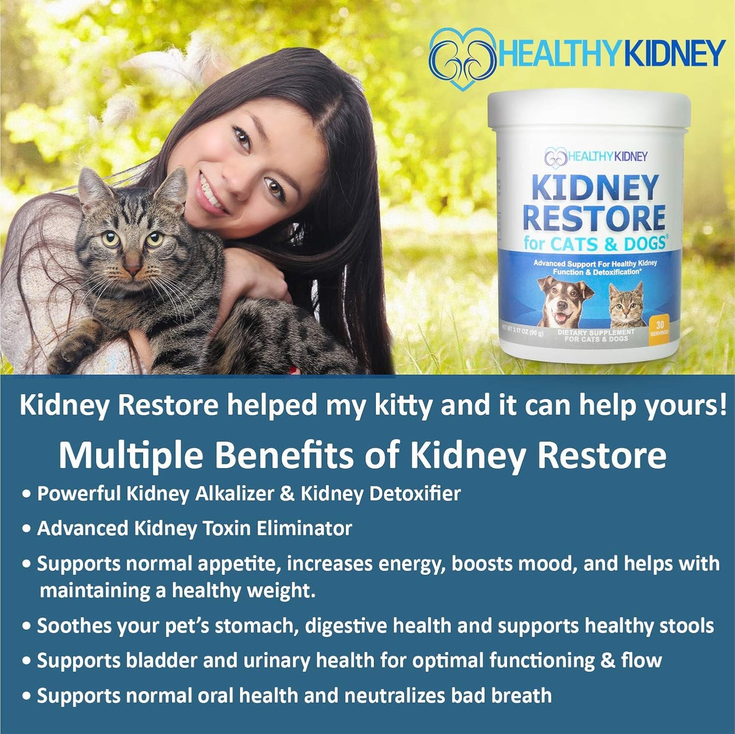Natural Kidney Support Supplements for Cats and Dogs, Promotes Healthy Kidney Function and Urinary Tract, Essential Pet Health Formula