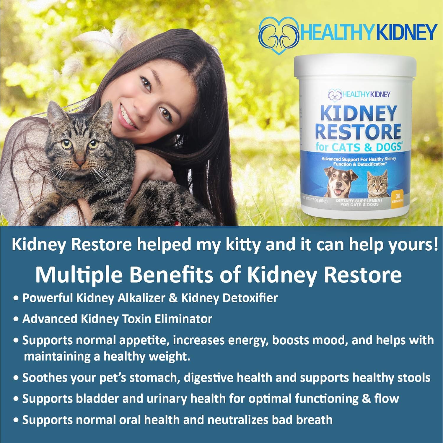 Natural Kidney Support Supplements for Cats and Dogs, Promotes Healthy Kidney Function and Urinary Tract, Essential Pet Health Formula