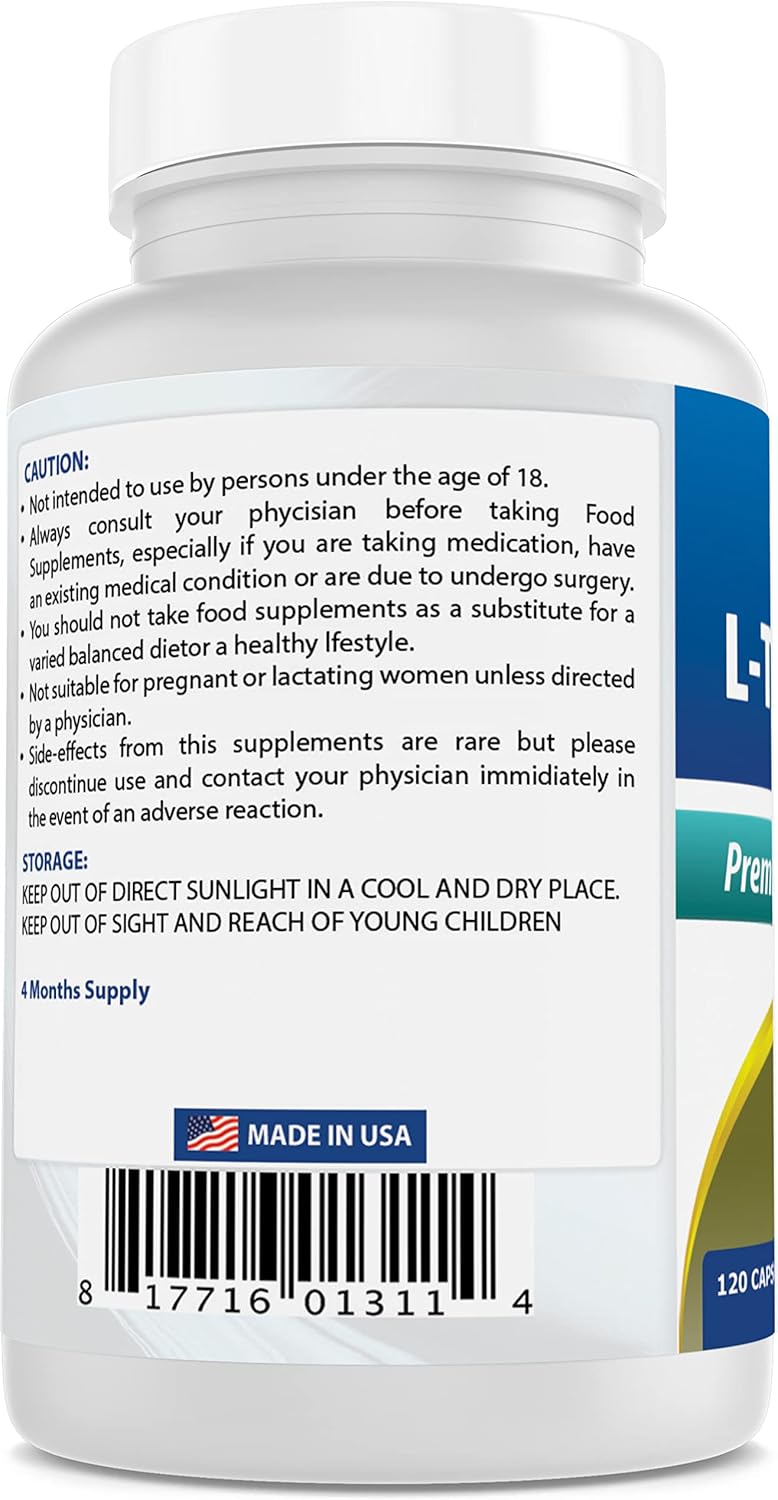 Natural L-Tryptophan Supplement - 500mg - 240 Capsules - Pack of 2 - High Quality Sleep Aid & Mood Support