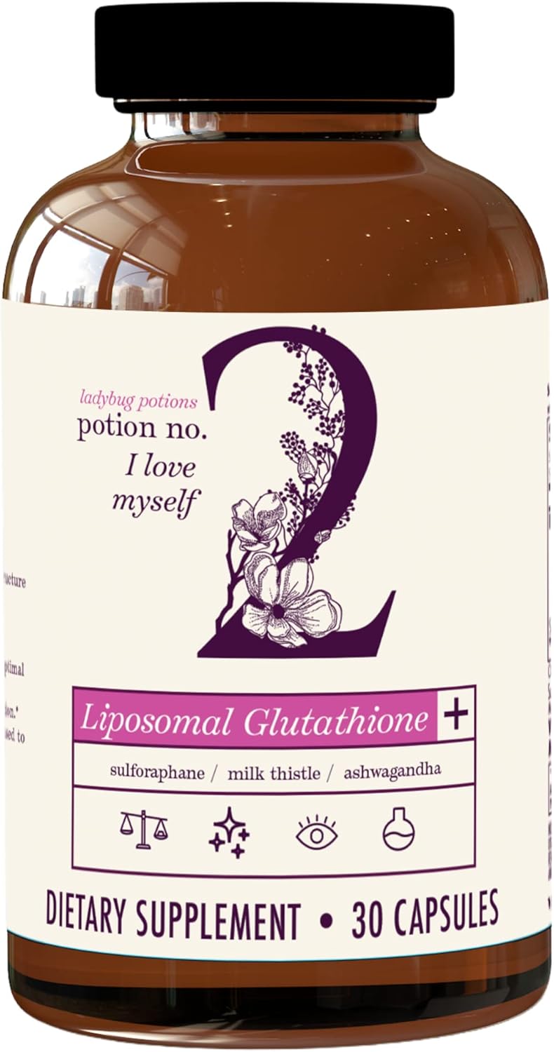 Natural Ladybug Potions Immune Support Supplement with Liposomal Setria Glutathione, Organic Ashwagandha, Sulforaphane, Myrosinase, Milk Thistle - 30 Capsules for Liver Health