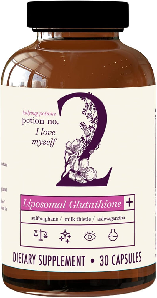 Natural Ladybug Potions Immune Support Supplement with Liposomal Setria Glutathione, Organic Ashwagandha, Sulforaphane, Myrosinase, Milk Thistle - 30 Capsules for Liver Health