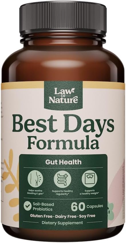 Natural Law Probiotics for Digestive Health & IBS Relief | Spore-Forming, Soil-Based Formula with Prebiotics | IBS Supplement for Leaky Gut Repair, 60 Capsules
