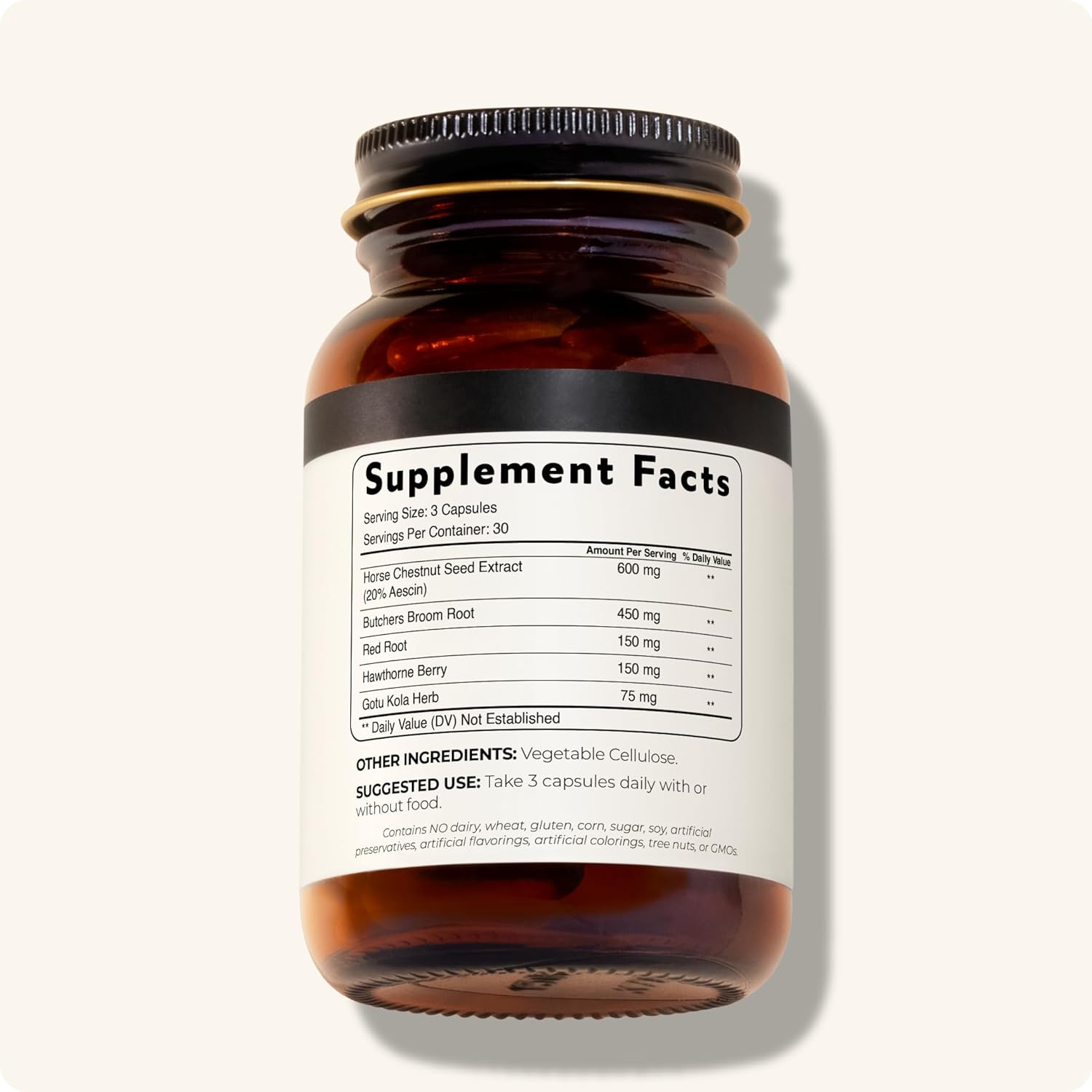 Natural Leg Vein Support Supplement for Varicose and Spider Veins - Boost Oxygen, Improve Blood Flow, Doctor-Approved - Horse Chestnut Extract - 90 Capsules