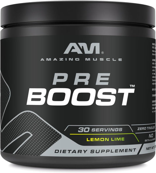 Natural Lemon Lime Pre Workout Supplement with L-Citrulline & Caffeine | 30 Servings | for Men & Women | Made in USA