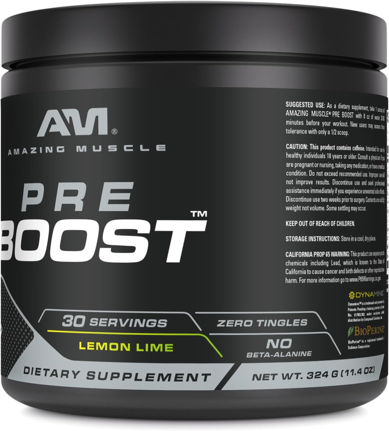 Natural Lemon Lime Pre Workout Supplement with L-Citrulline & Caffeine | 30 Servings | for Men & Women | Made in USA