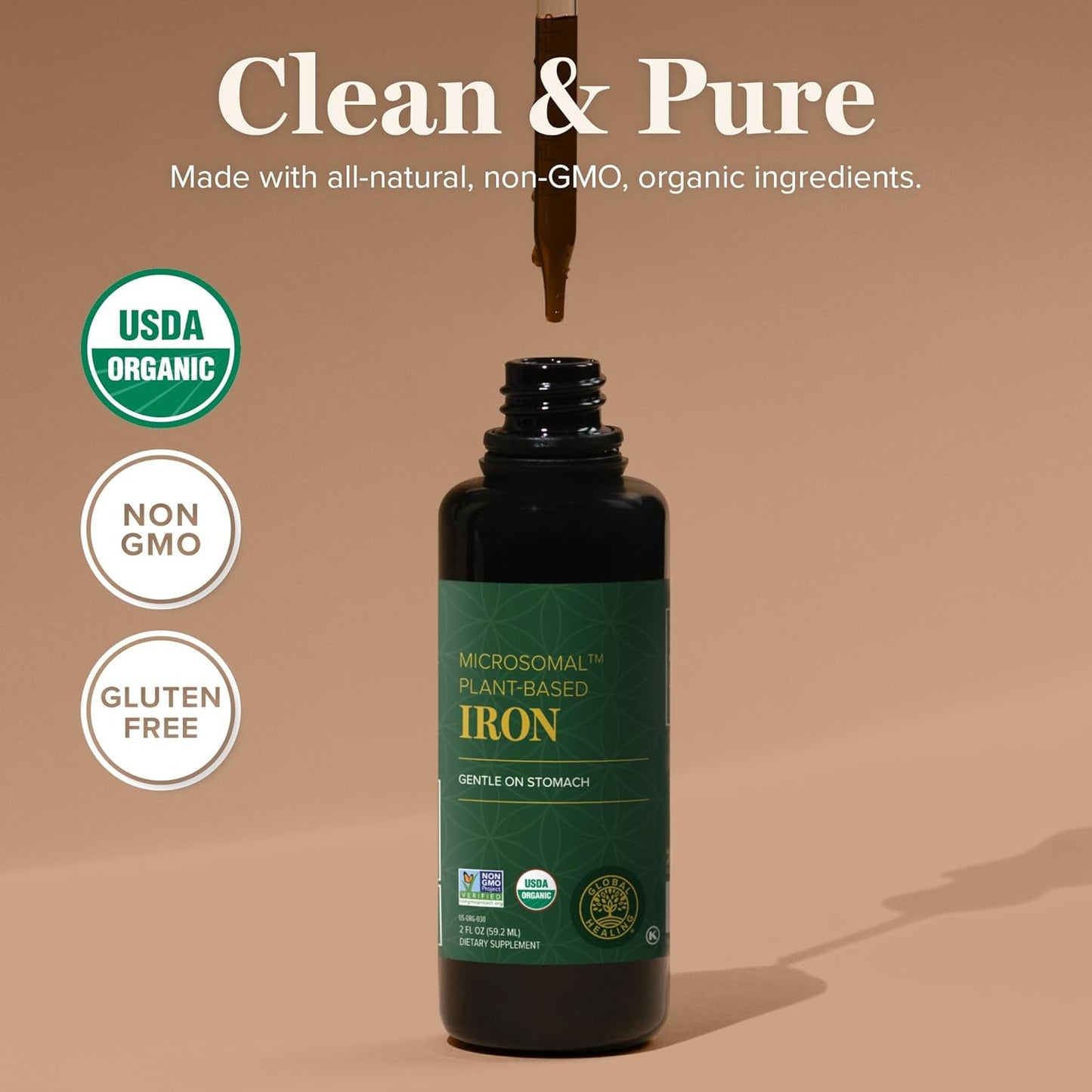 Natural Liquid Iron Supplement with Curry Plant Extract - Boost Energy, Brain Health, and Oxygen Levels - Iron Supplement for Men and Women - 2 Oz
