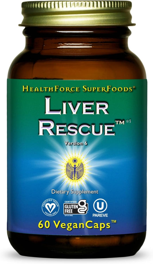 Natural Liver Cleanse Supplement with Milk Thistle & Dandelion Root - HealthForce SuperFoods Liver Rescue - 60 Capsules