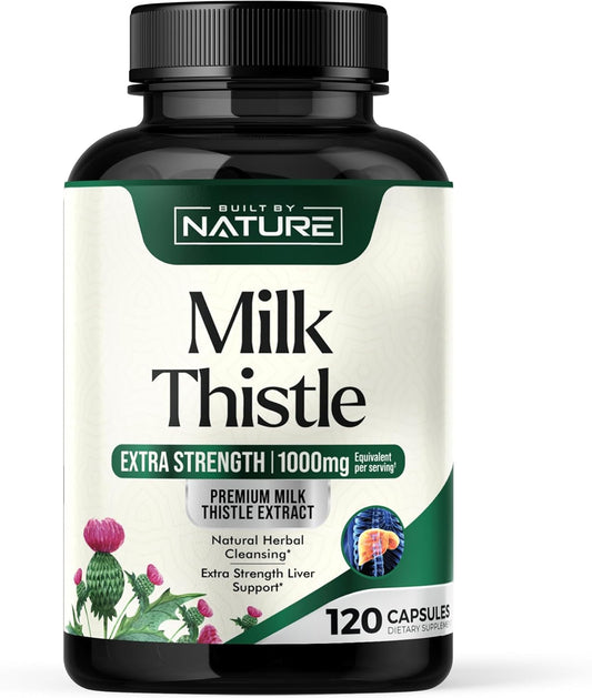 Natural Liver Detox Supplement with Milk Thistle 1000mg, Dandelion Root, Silymarin Extract - Gentle Herbal Cleanse for Men & Women - Liver Health Support - Non-GMO - 120 Veggie Capsules