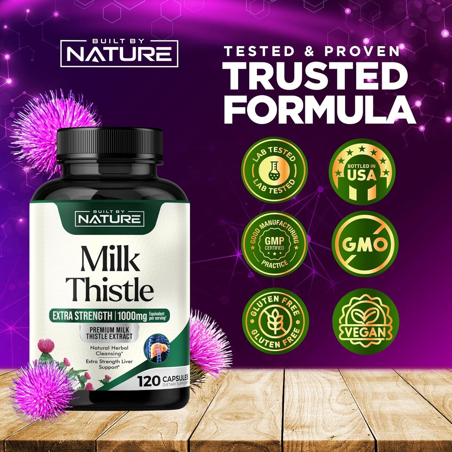 Natural Liver Detox Supplement with Milk Thistle 1000mg, Dandelion Root, Silymarin Extract - Gentle Herbal Cleanse for Men & Women - Liver Health Support - Non-GMO - 120 Veggie Capsules