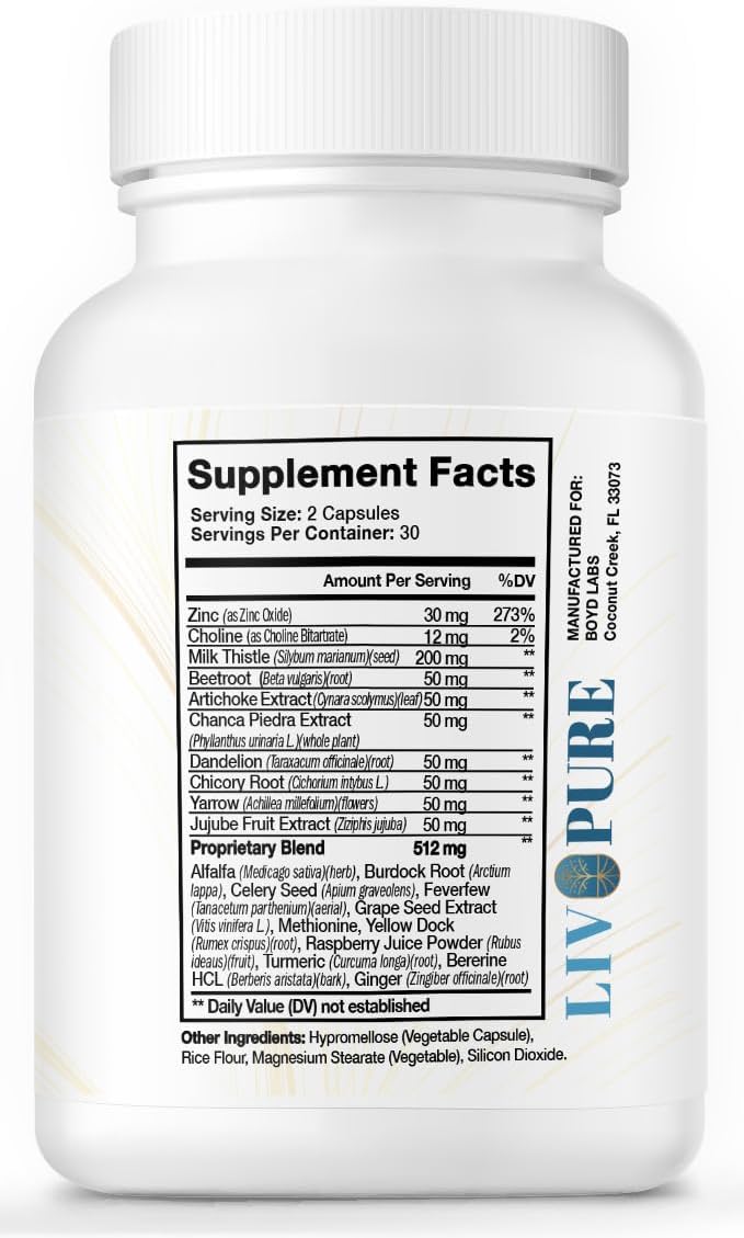 Natural Liver Support Supplement - 60 Capsules by Boyd Labs Liv Pure