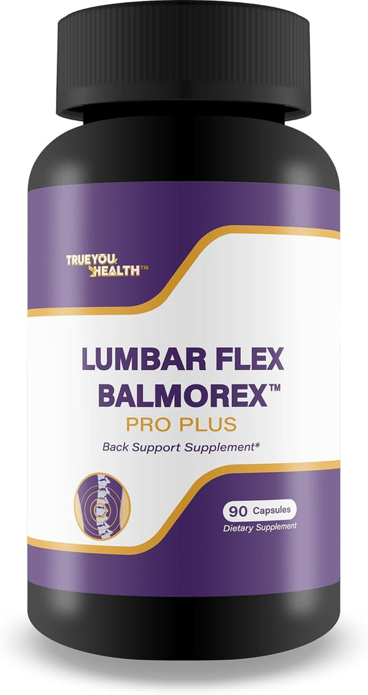 Natural Lumbar Flex Supplement for Lower Back Support - Back Pain Relief Pills - Back Stiffness and Ache Relief - True You Health Balmorex Pro Plus