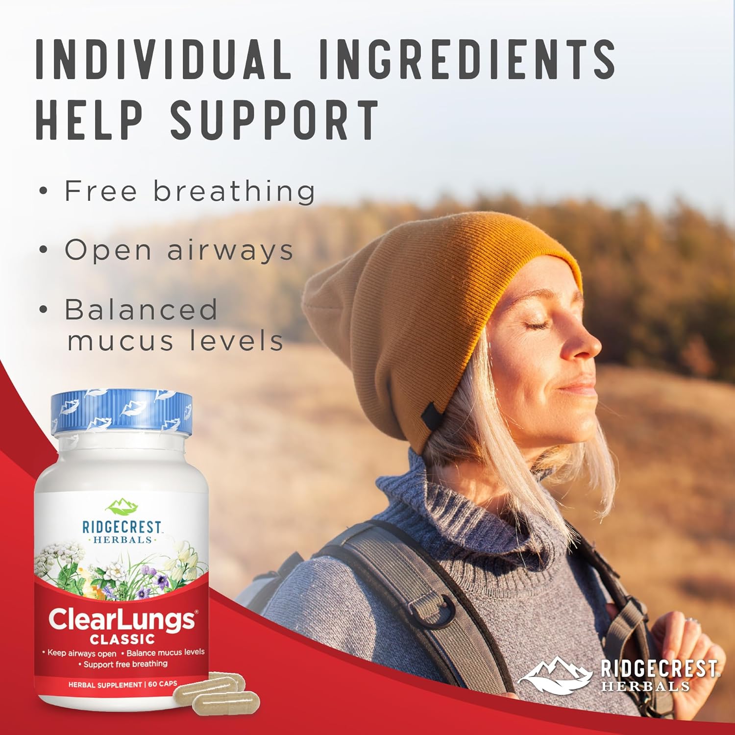 Natural Lung and Nasal Health Supplement - Herbal Formula for Respiratory and Immune Support (60 Caps)
