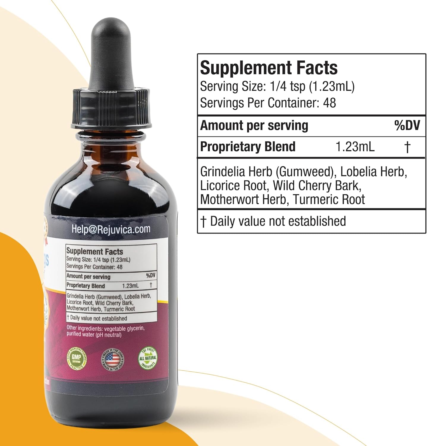 Natural Lung Detox Support Supplement - Maintain Optimal Lung & Respiratory Health with Grindelia, Lobelia, Licorice, Wild Cherry - Rejuvica Health Bright Lungs