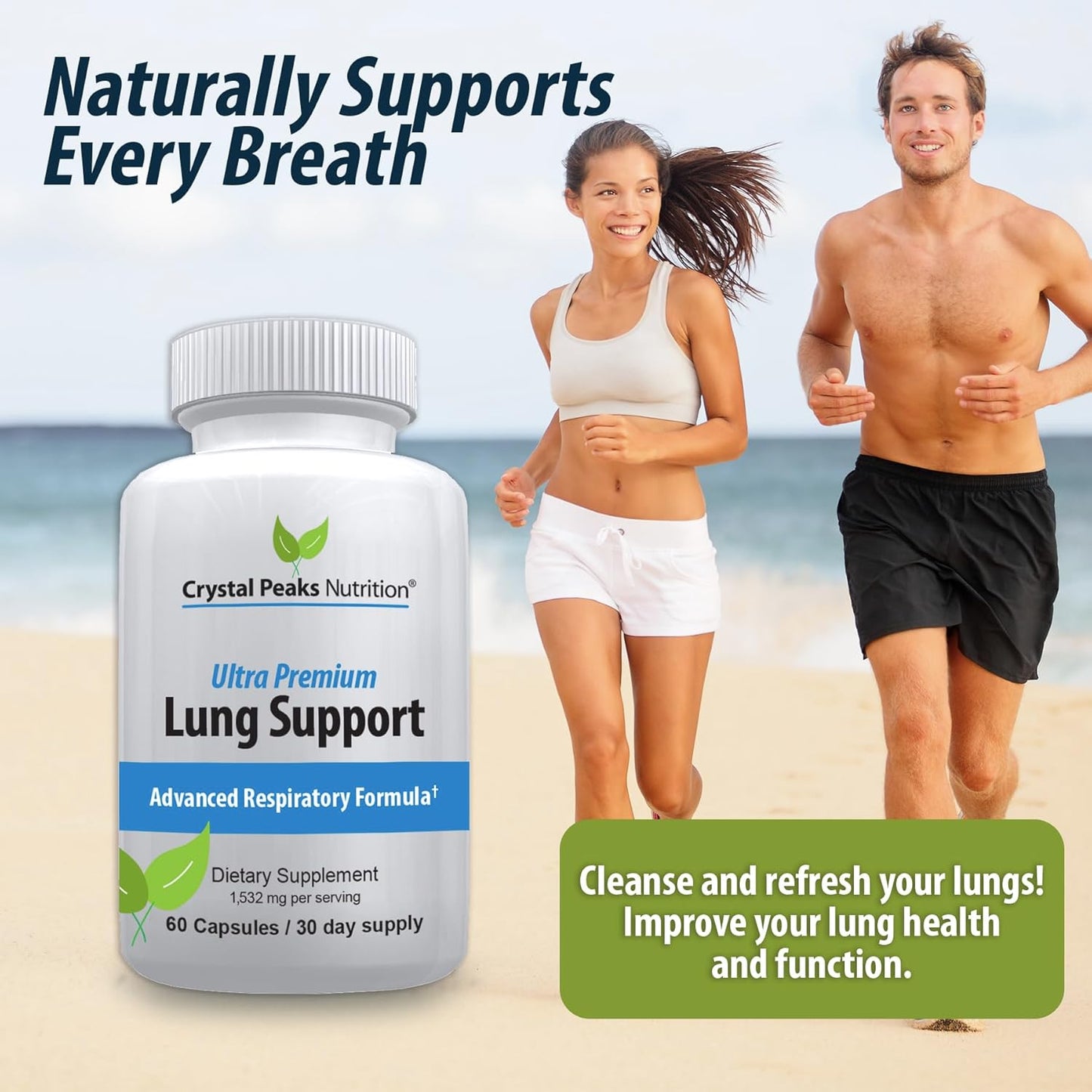 Natural Lung Support Supplement for Respiratory Health - Detox & Soothe Lungs, Bronchial Relief - 60 Capsules