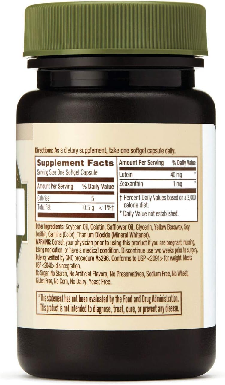 Natural Lutein Supplement by GNC Brand - High Quality Eye Health Support