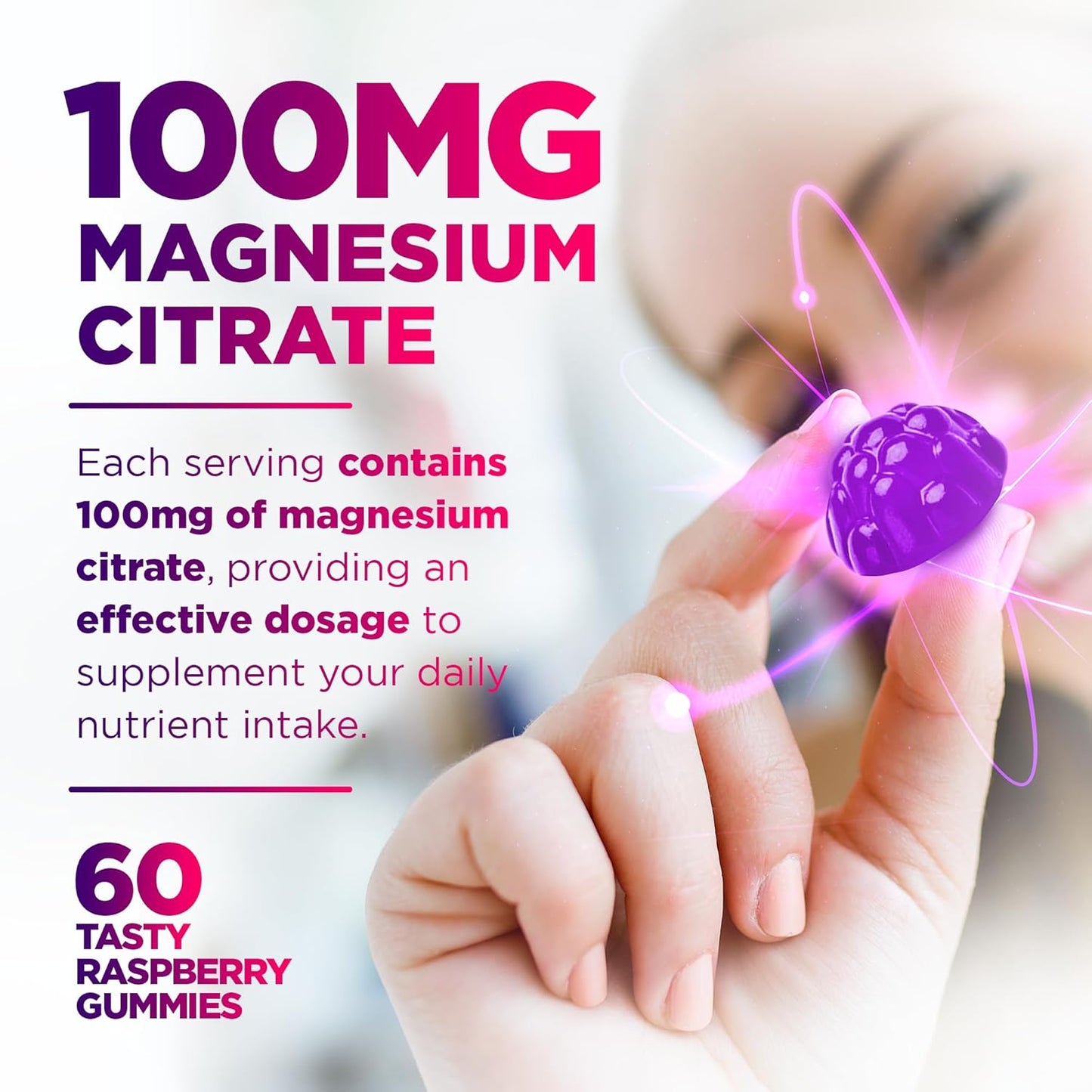Natural Magnesium Citrate Gummies for Muscle, Nerve, Bone & Heart Support - High Absorption Supplement for Enzyme Function, Sleep Aid, and Relaxation - Vegan and Non-GMO - 60 Count