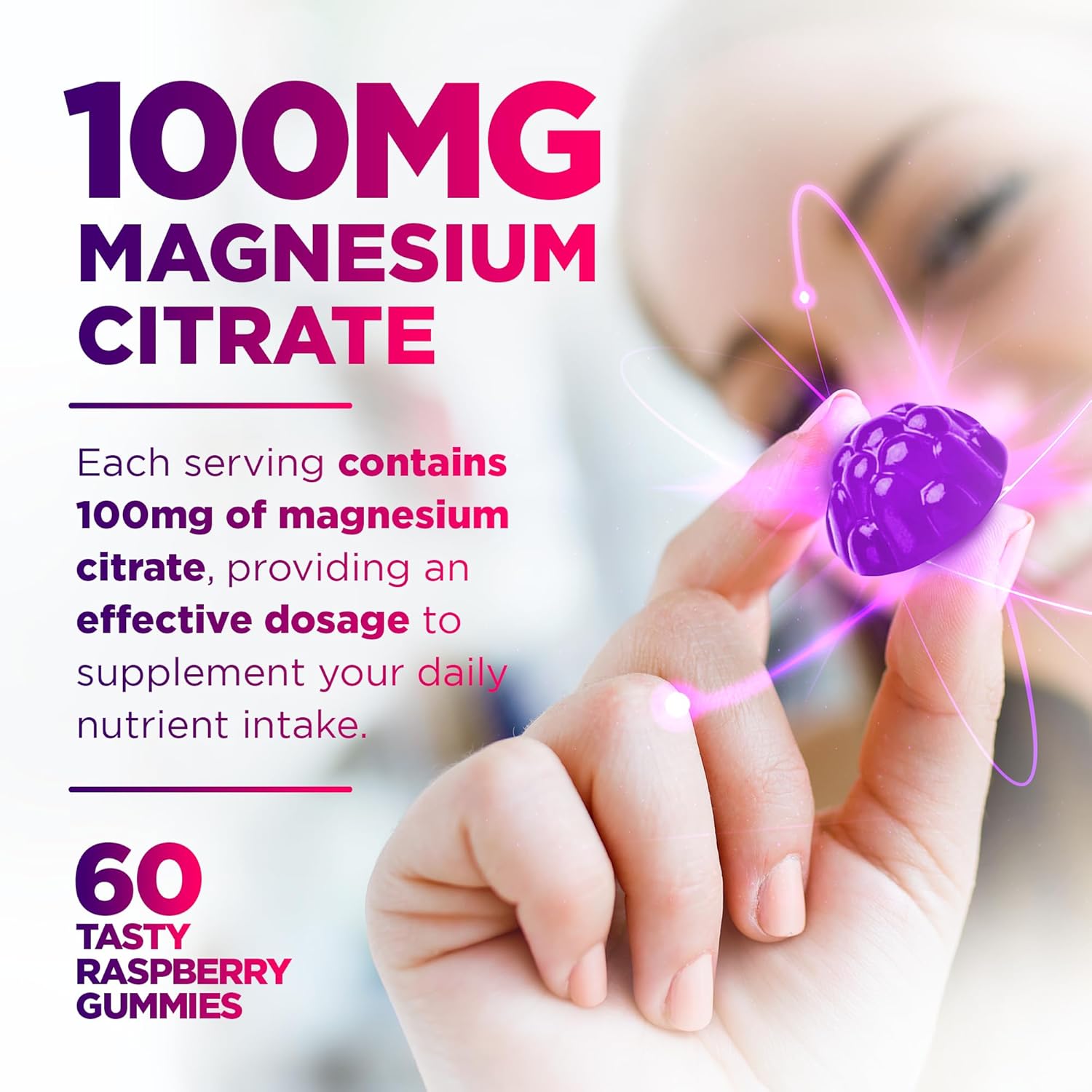 Natural Magnesium Citrate Gummies for Muscle, Nerve, Bone & Heart Support - High Absorption Supplement for Enzyme Function, Sleep Aid, and Relaxation - Vegan and Non-GMO - 60 Count
