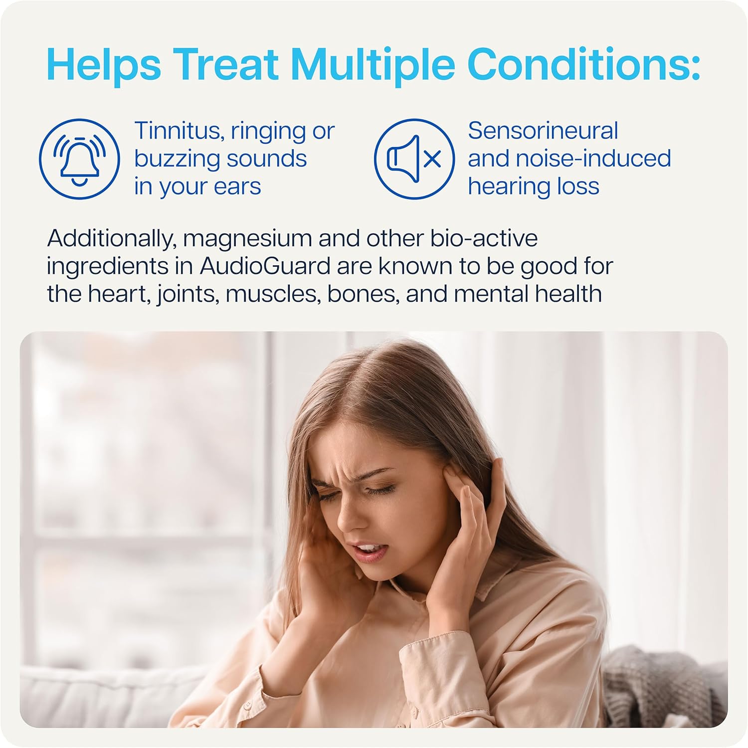 Natural Magnesium Complex for Tinnitus Relief | High Absorption Magnesium Supplement with Dead Sea Minerals | 60 Capsules for Ringing Ears
