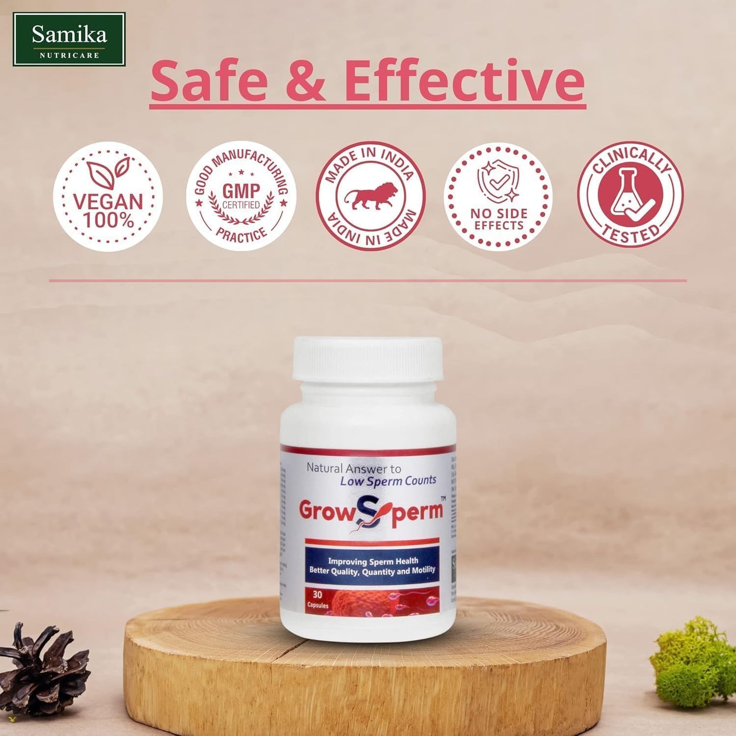 Natural Male Fertility Supplement for Low Sperm Count - Improve Sperm Count and Motility | 30 Veg Capsules