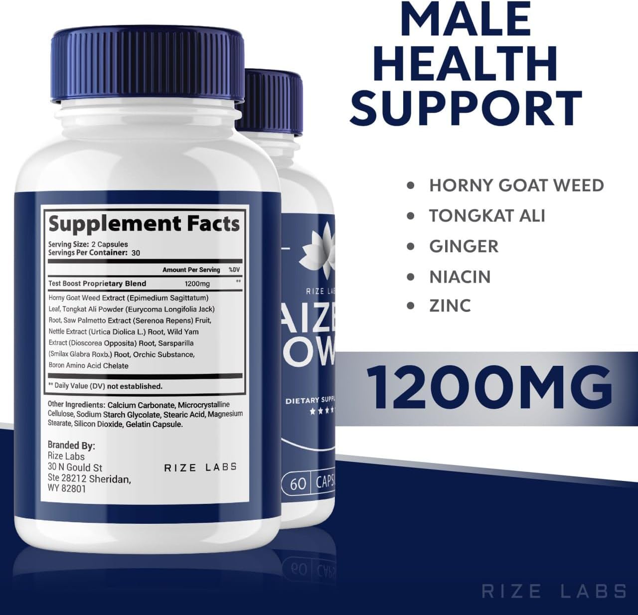 Natural Male Performance Booster: rize labs Aizen Power Supplement (60 Capsules)