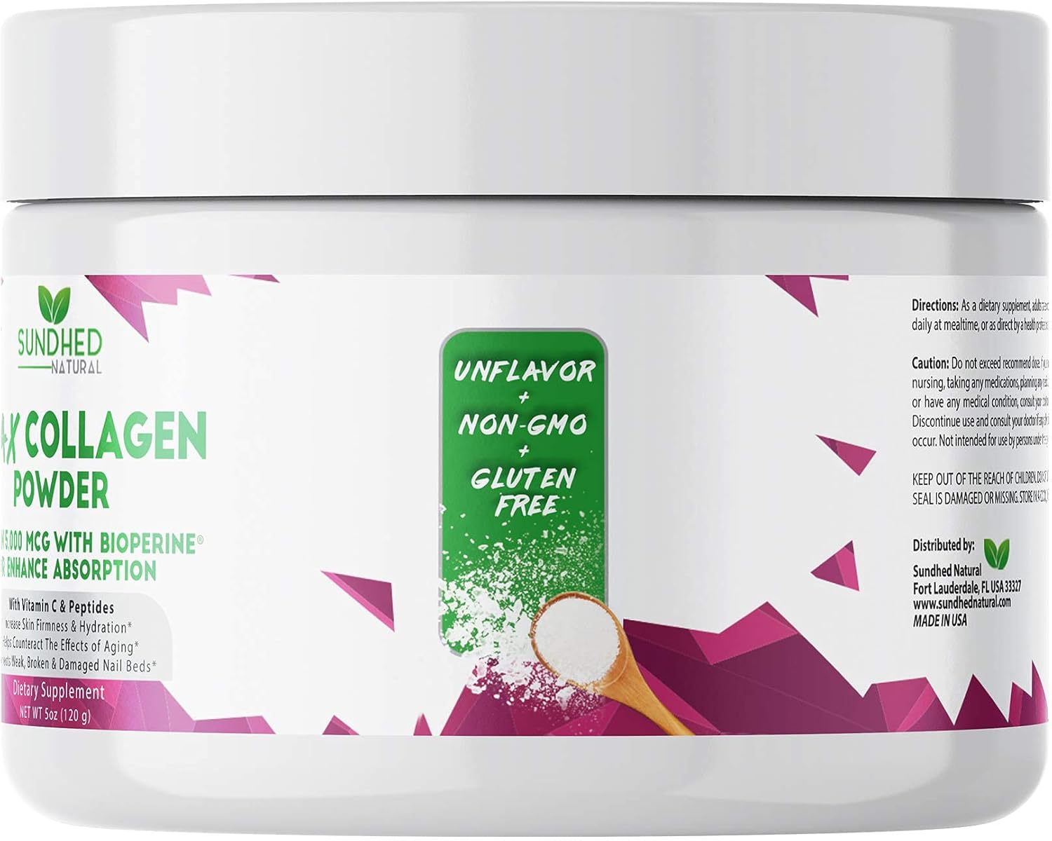 Natural Max Collagen Plus C Powder - Anti Aging Hydration & Skin Firmness - 30 Day Supply with Biotin, Bioperine, Vitamin C - Strengthen Bones & Nails