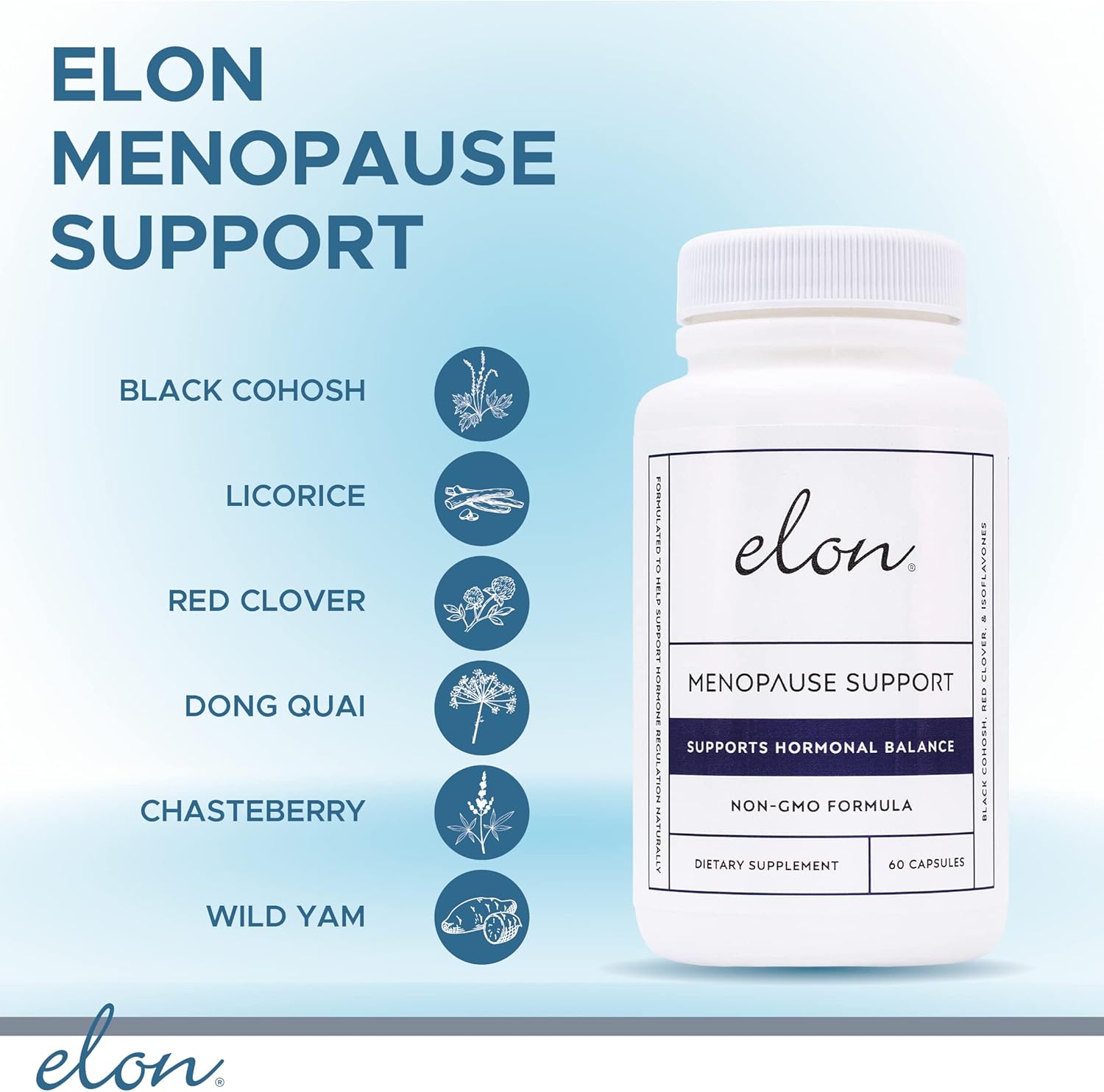 Natural Menopause Relief Supplement for Women - Hot Flash, Mood Swing & Sleep Problem Relief - Non-GMO Estrogen Support with Black Cohosh & Dong Quai - 60 Capsules