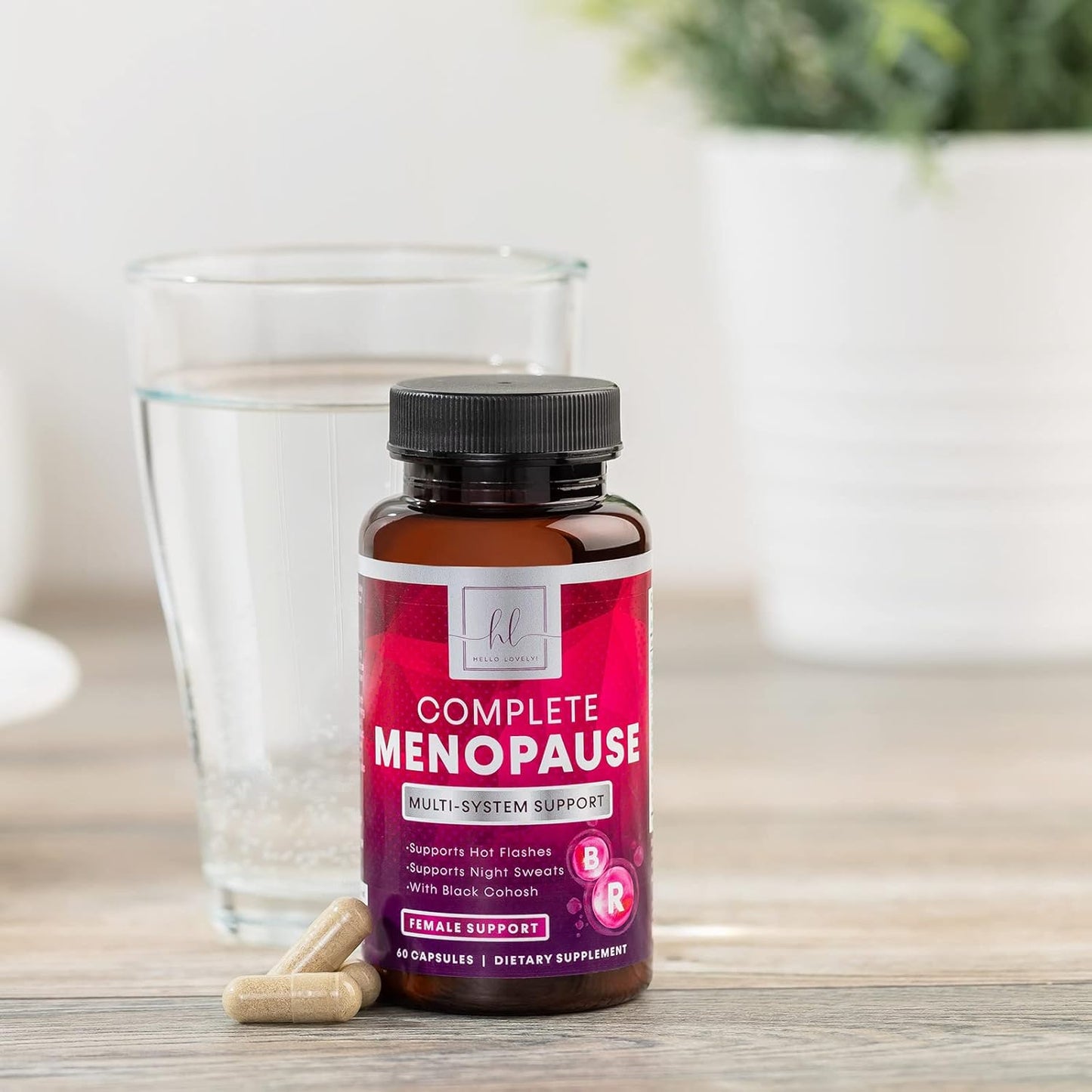 Natural Menopause Relief Supplement for Women - Supports Hot Flashes, Night Sweats & Hormone Balance - Non-GMO & Gluten Free - 60 Capsules