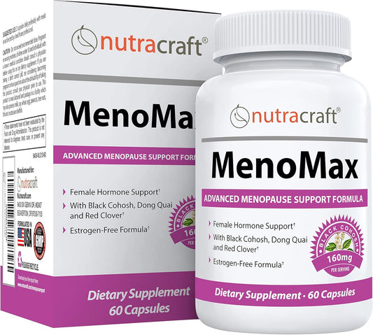 Natural Menopause Relief Supplement with Black Cohosh, Dong Quai, Vitex Agnus, Red Clover, Sage, Soy, Wild Yam - 60 Capsules for Hot Flashes, Night Sweats, Dryness, Mood Swings