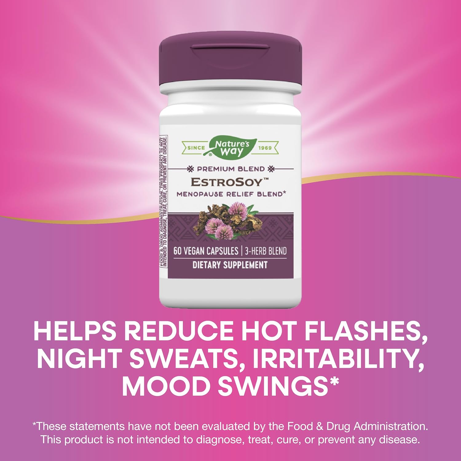 Natural Menopause Relief Supplement with Black Cohosh, Red Clover, Fermented Soy - 60 Vegan Capsules by Nature's Way