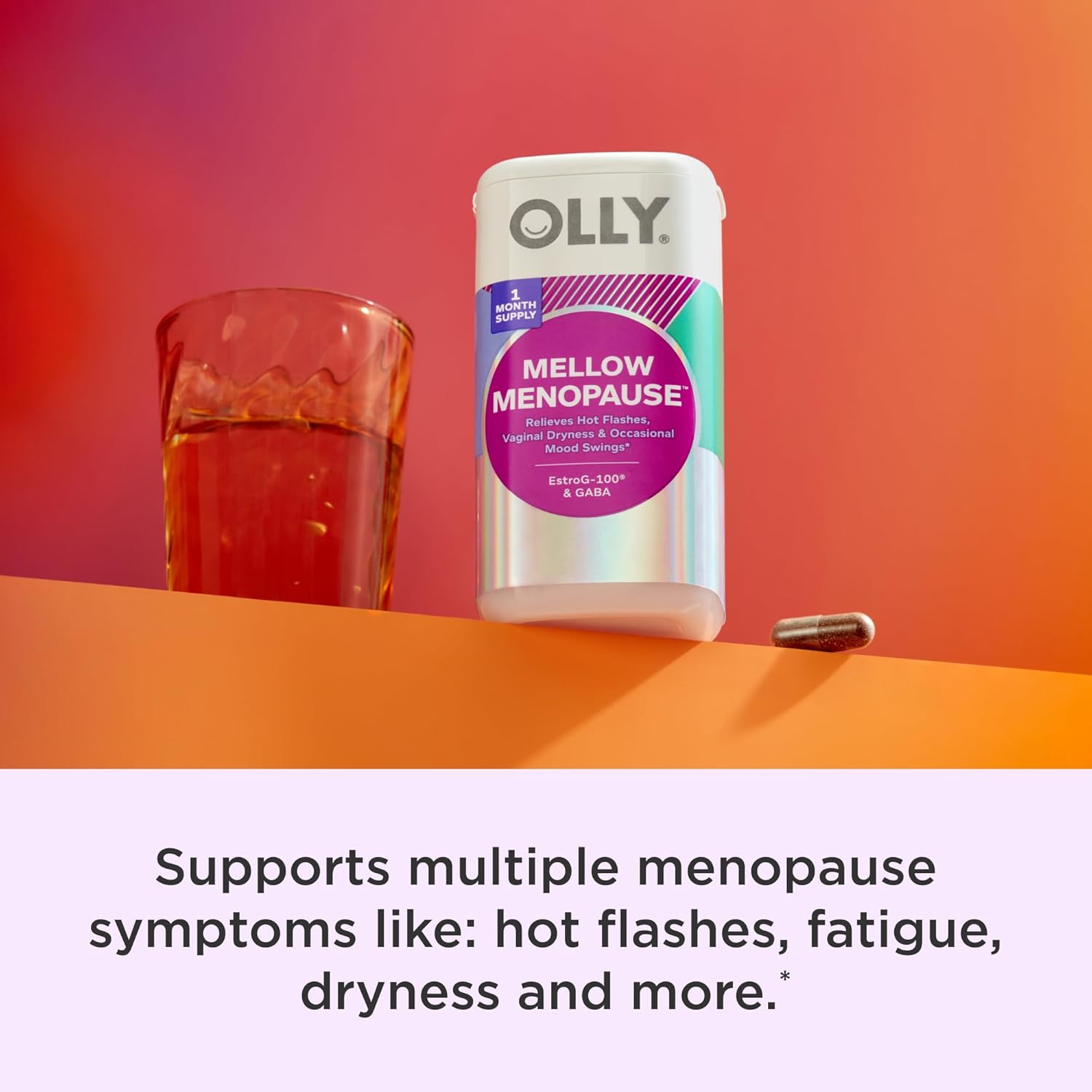 Natural Menopause Relief Supplements for Women with Estro-G100® & GABA, Vegan Capsules, 60 Count - Supports Hot Flashes, Vaginal Dryness, Mood Swings - 2 Month Supply