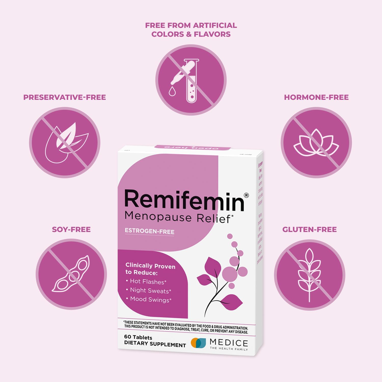 Natural Menopause Relief Tablets with Clinically Proven Ingredients - Estrogen-Free Formula - Black Cohosh - Made in Germany - 60 Tablets