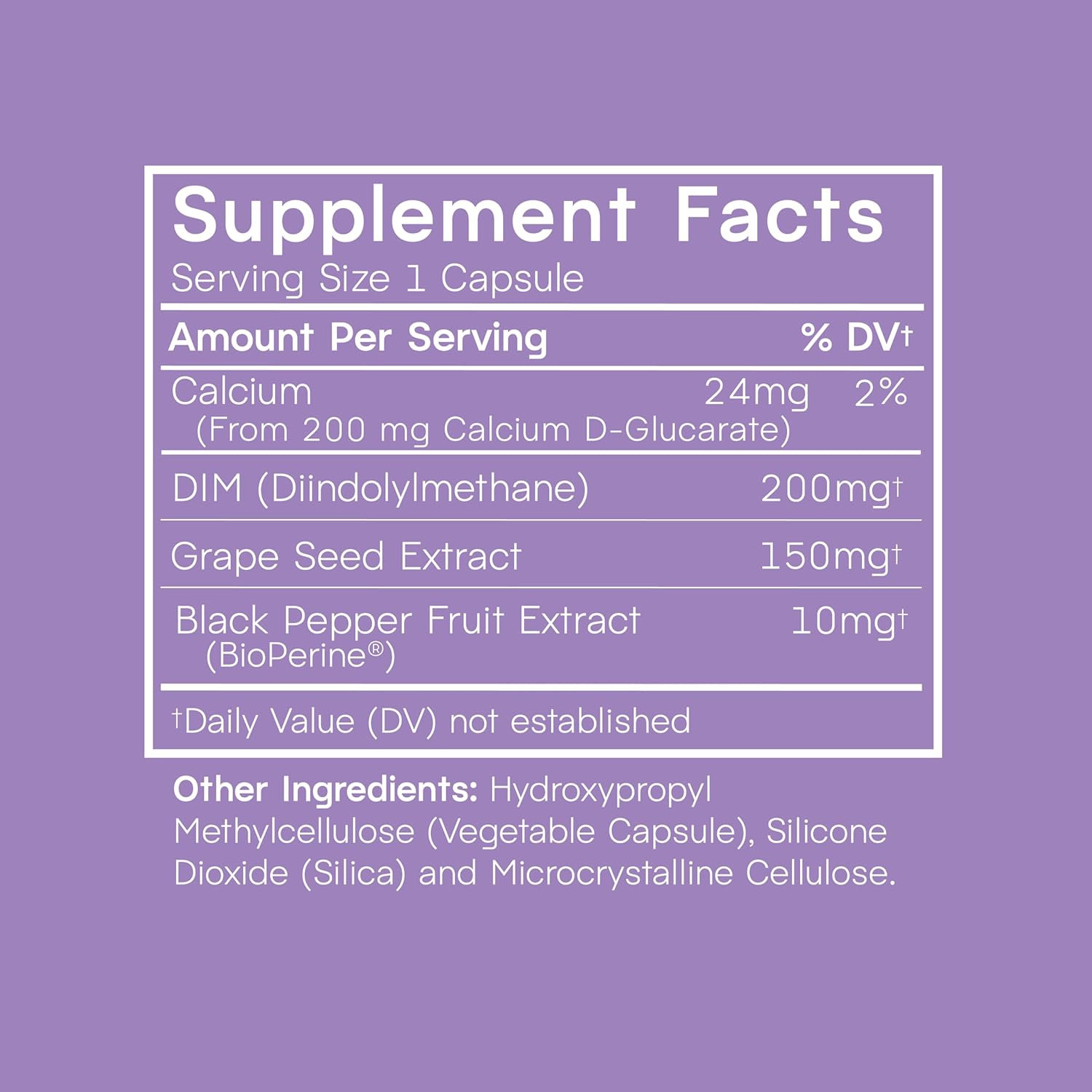 Natural Menopause Support Supplement with DIM, Calcium, Grape Seed Extract - 30 Capsules for Balanced Estrogen Metabolism in Women