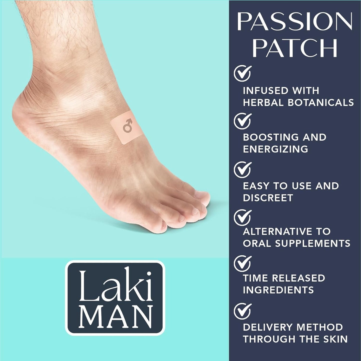 Natural Men's Health Wellness Patches for Circulation, Energy, and Vitality - Pack of 15 - Non-Habit Forming