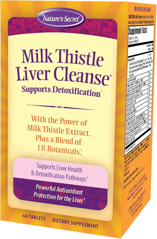 Natural Milk Thistle Liver Cleanse Tablets - 60 Count - Boosts Liver Health & Detox - 18 Botanical Blend with Turmeric, Dandelion, Beet, & Artichoke - Potent Antioxidant Formula