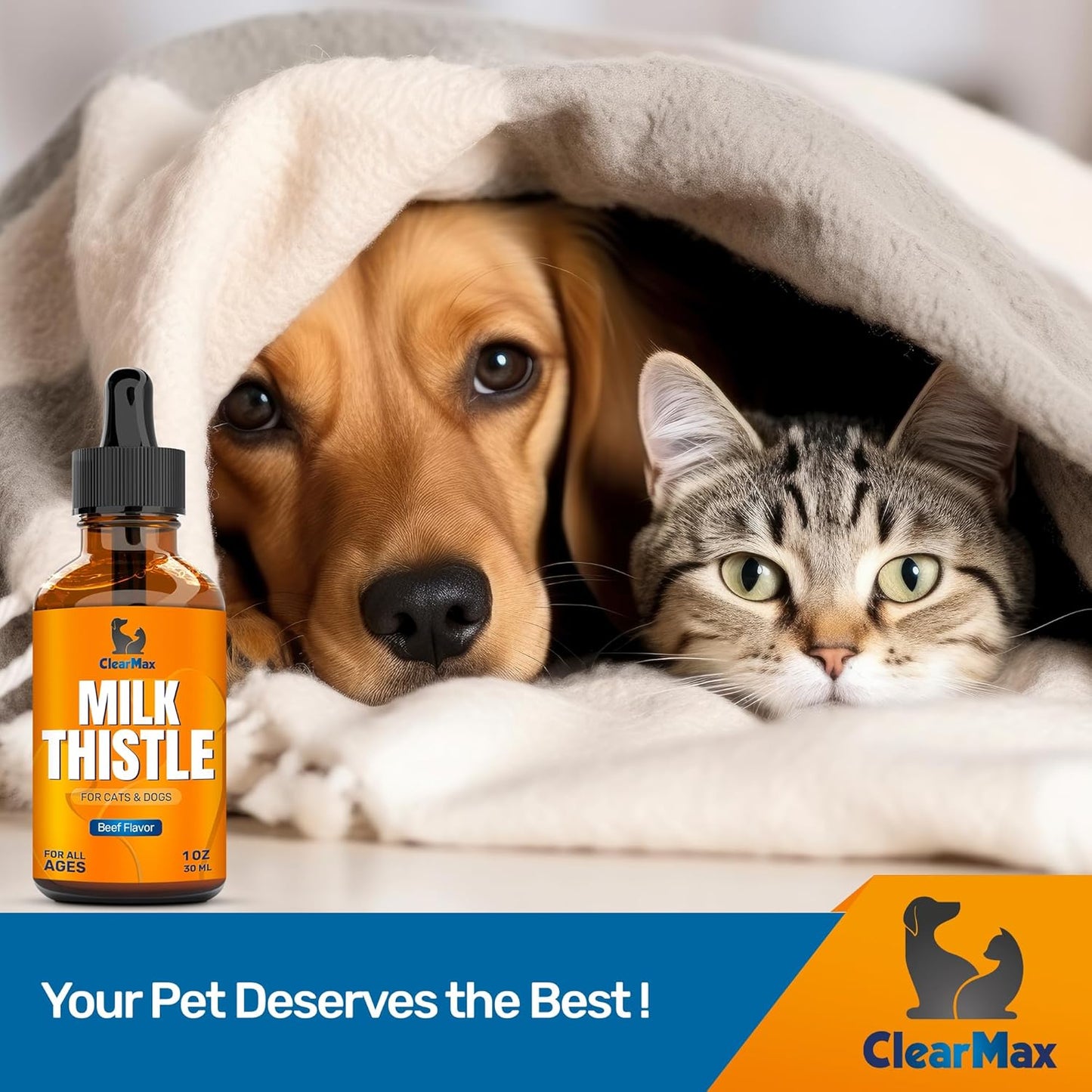 Natural Milk Thistle Supplement for Dogs and Cats - Promotes Kidney Support - 1 Oz Bottle